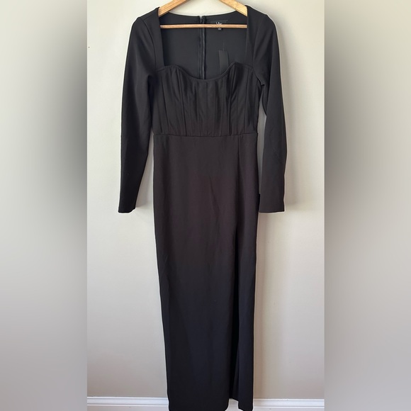 NWT! Lulu's women’s Glamorous Sweetheart Black Long Sleeve Maxi Dress. Large - Picture 4 of 7